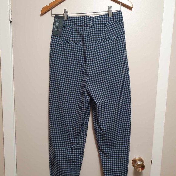 BNWT Frank and Oak The Gingham Amelia Balloon Pant - Navy - 4 - Picture 6 of 8